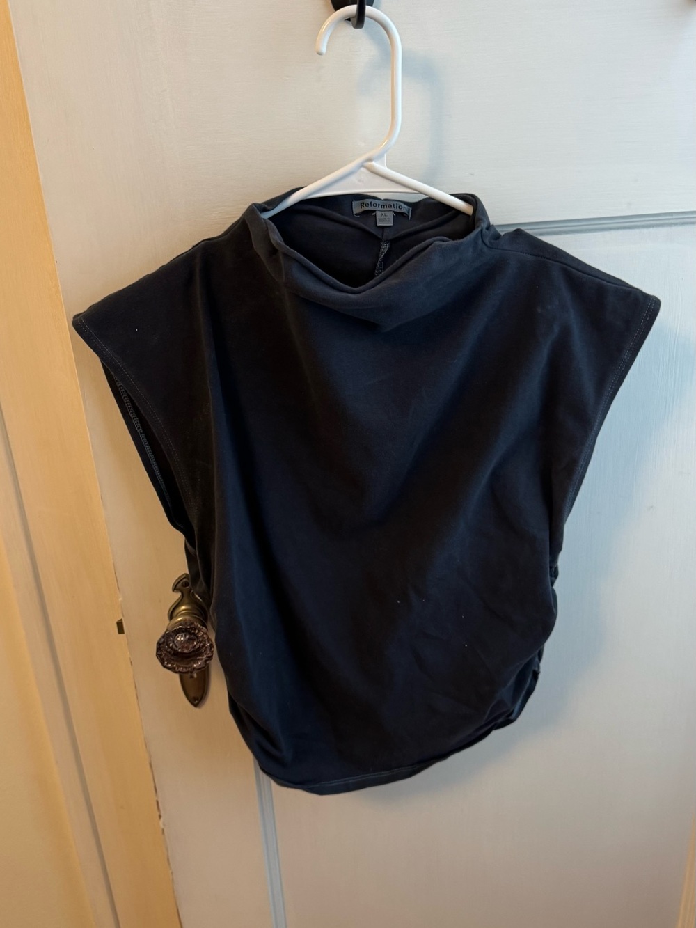 Reformation Black Sleeveless Cowl Neck Top
